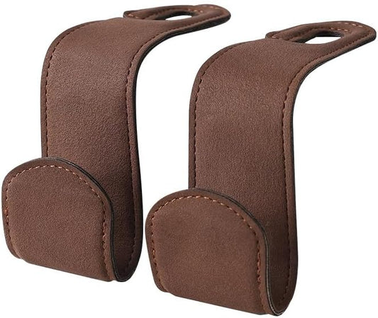 Leather Car Seat Back Hook, Hidden Hooks for Auto Headrest,Strong Front and Rear Seat Hanger, Universal Vehicle Accessories for Purse Handbag